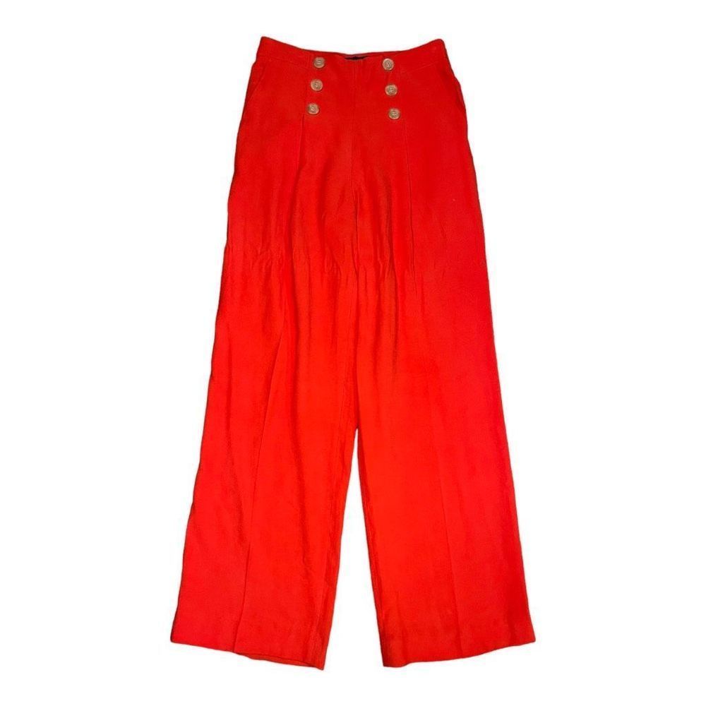 Ann Taylor Size 2 High Rise Wide Leg Sailor Pants In Vermillion Kiss